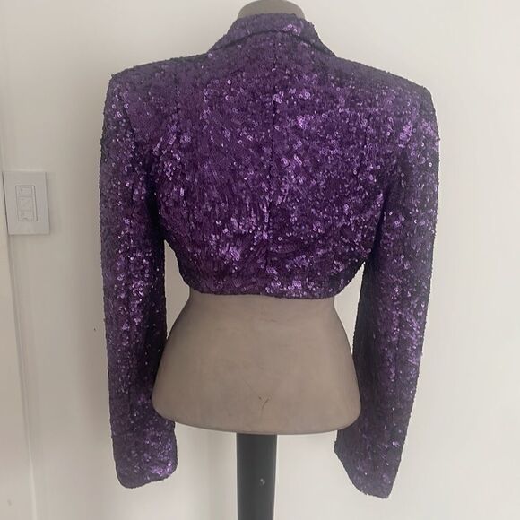 AKNVAS Purple Sequin Cropped blazer - Picture 6 of 8